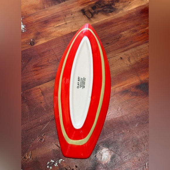 NIB Clay Art Surf's Up set of 4 different surfboard bowls each hand painted - Picture 10 of 14